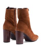Botas de piel aterciopelada color coñac - tacón de 8 cm