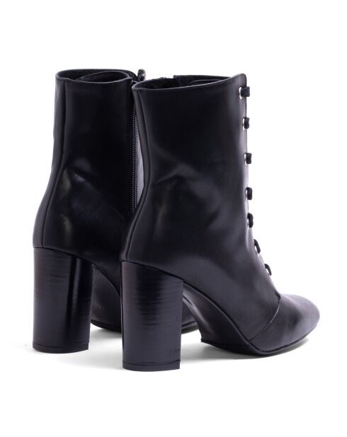 Bottines à Lacets en Cuir noires - Talon 8 cm