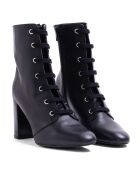 Bottines à Lacets en Cuir noires - Talon 8 cm