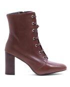 Botas de piel marrón con cordones - Tacón de 8 cm