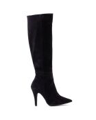 Bottes en Velours de cuir Kym noires - Talon 9.5 cm