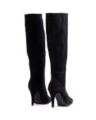 Bottes en Velours de cuir Kym noires - Talon 9.5 cm