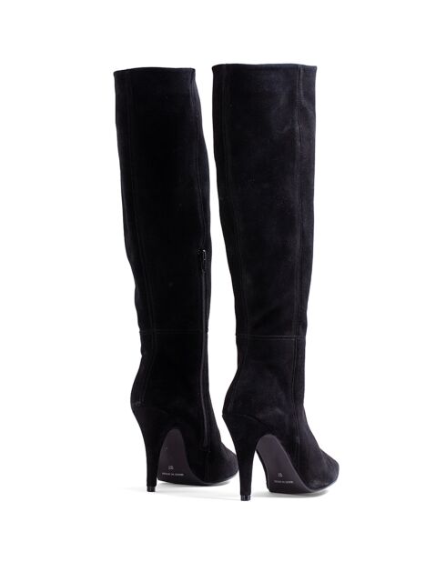 Bottes en Velours de cuir Kym noires - Talon 9.5 cm