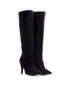 Bottes en Velours de cuir Kym noires - Talon 9.5 cm