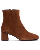 Bottines en Velours de Cuir Milly cognacs - Talon 5 cm