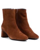 Bottines en Velours de Cuir Milly cognacs - Talon 5 cm