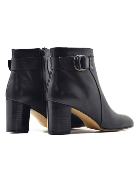 Bottines en Cuir May noires - Talon 7 cm