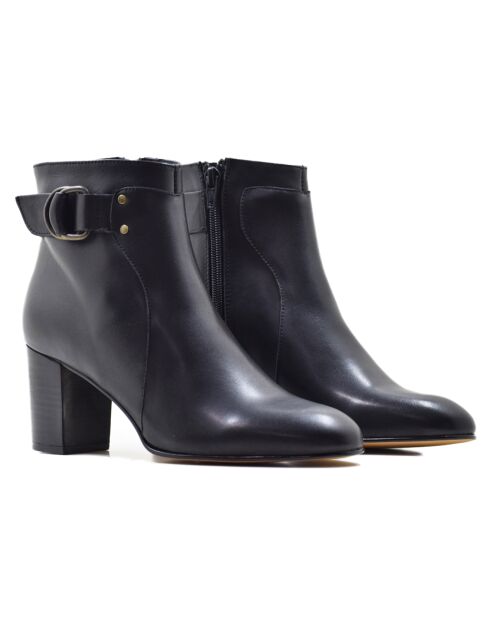 Bottines en Cuir May noires - Talon 7 cm