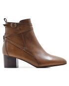 Bottines en Cuir Amanda marron - Talon 7.5 cm