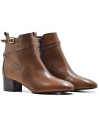 Bottines en Cuir Amanda marron - Talon 7.5 cm