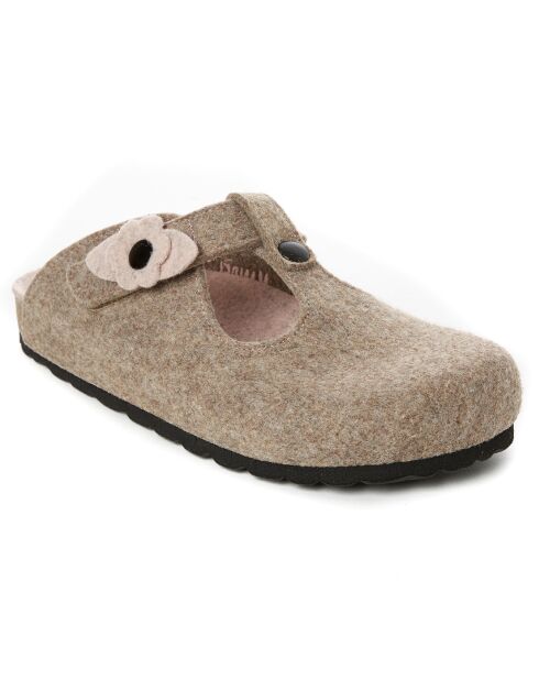 Chaussons en Feutre Flore beiges