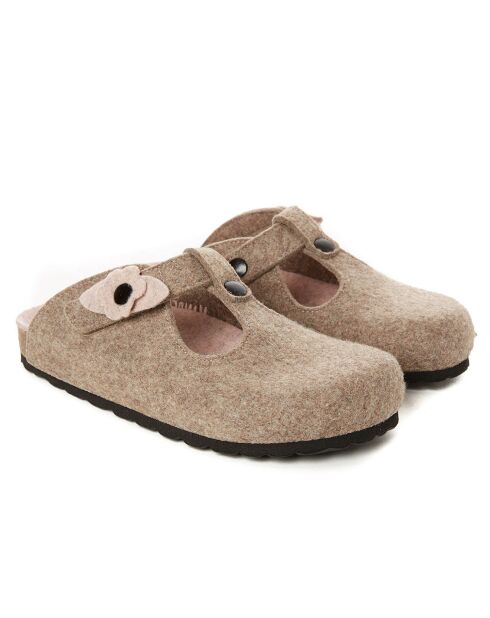 Chaussons en Feutre Flore beiges