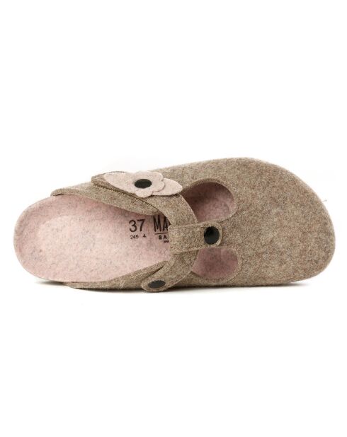 Chaussons en Feutre Flore beiges