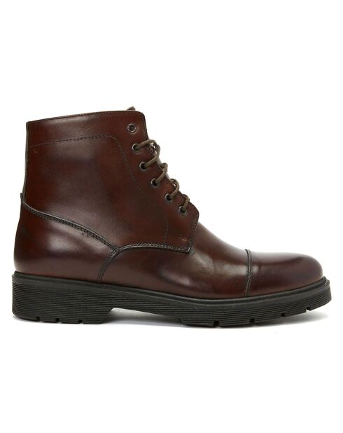 Boots en Cuir Toe Cap Lace-Up marron