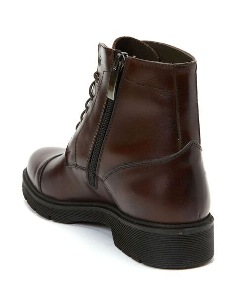 Boots en Cuir Toe Cap Lace-Up marron