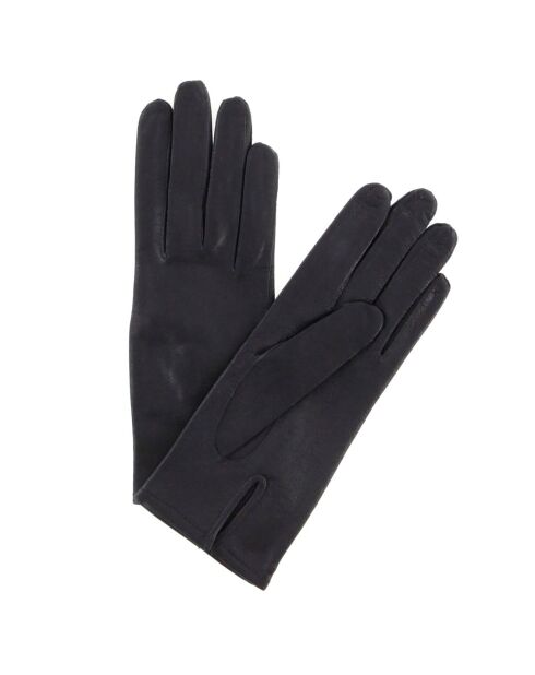 Gants en Cuir d'Agneau doublure Textile Fanny noirs