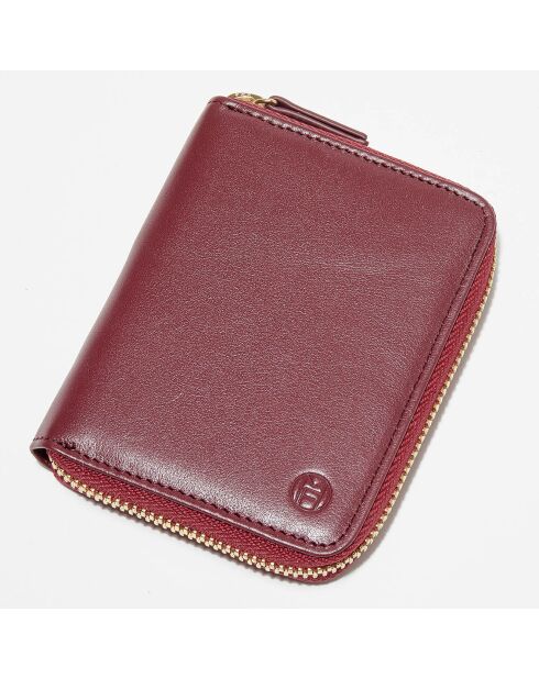 Porte-Monnaie en Cuir de Vachette Rodez rouge foncé - 12x9 cm