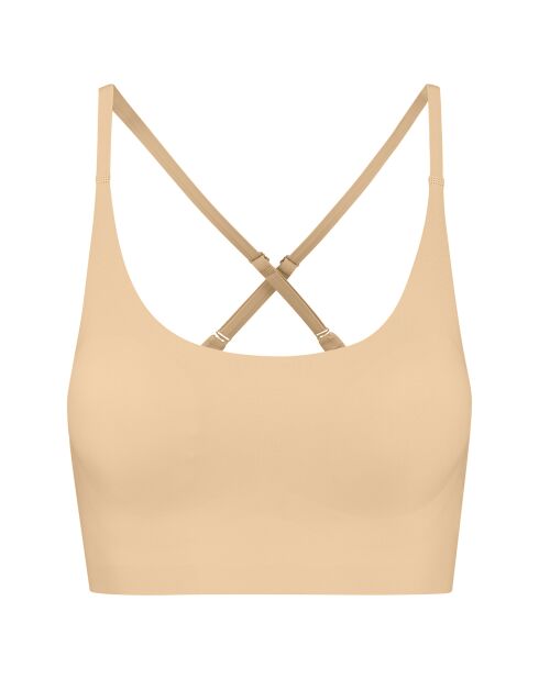 Nahtloser BH mit gekreuzten Trägern beige