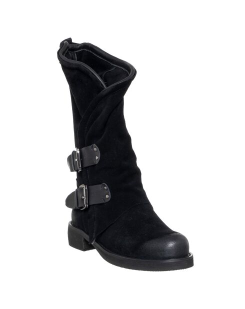 Bottes en Velours de Cuir noires