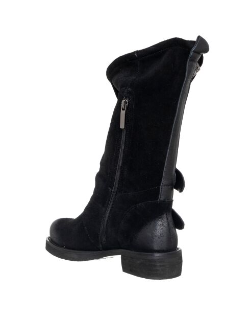 Bottes en Velours de Cuir noires