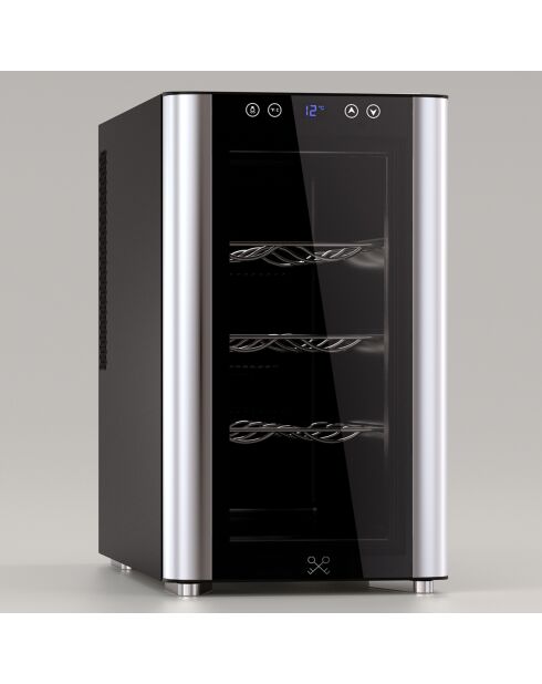 Vrijstaande zilveren wijnkelder met 8 flessen - 26x49,5x45,5 cm