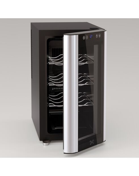 Vrijstaande zilveren wijnkelder met 8 flessen - 26x49,5x45,5 cm