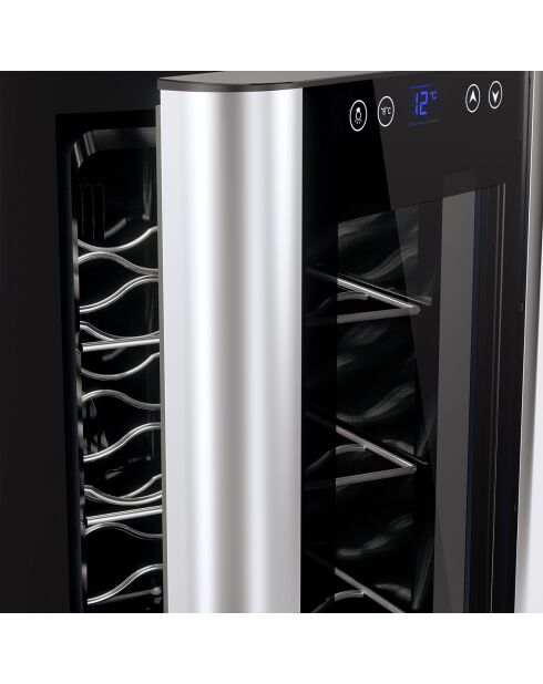 Vrijstaande zilveren wijnkelder met 8 flessen - 26x49,5x45,5 cm