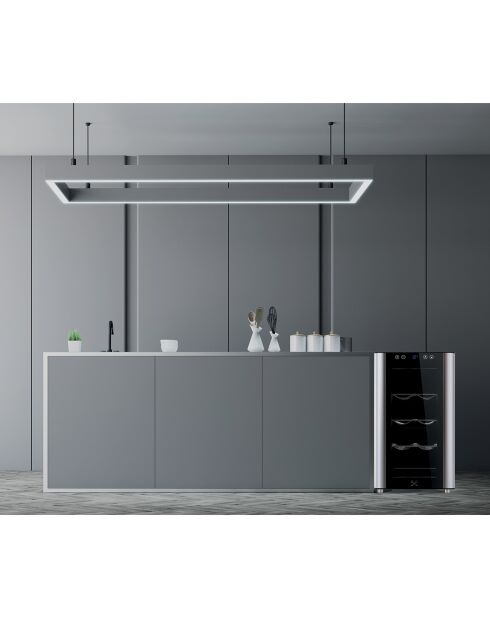 Vrijstaande zilveren wijnkelder met 8 flessen - 26x49,5x45,5 cm