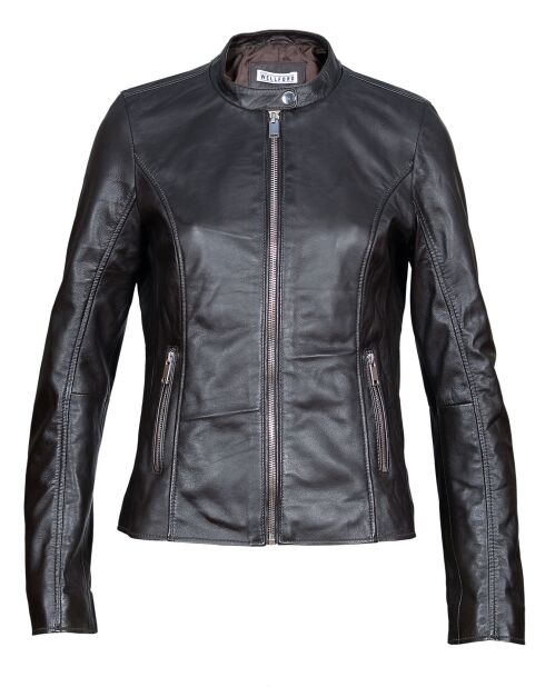 Veste en Cuir Aglae chocolat foncé