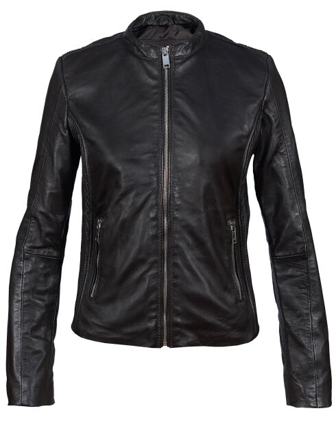 Veste en Cuir Balsane marron foncé