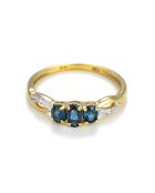 Dyon Ring aus 0,01 Karat Diamant und 0,8 Karat Saphir-Gelbgold