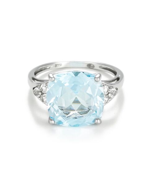 Anello Blue Light in oro bianco con topazio bianco 0,24 ct e topazio blu 7,74 ct