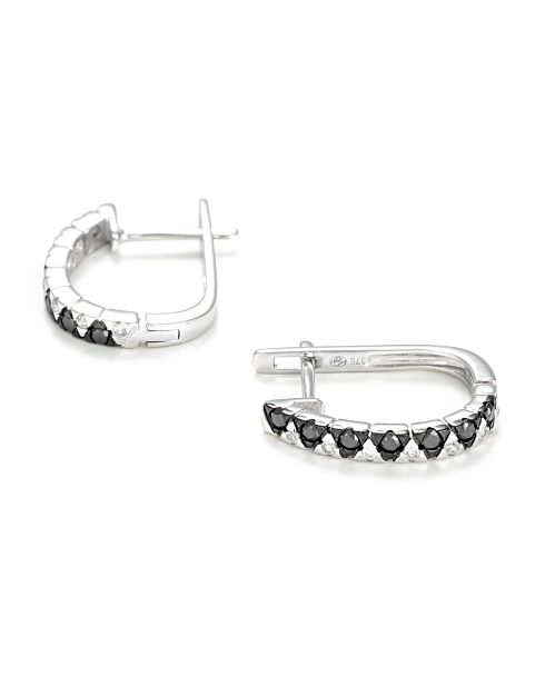 Boucles d'oreilles Black and White Diamant noir et blanc 0.28 ct or blanc