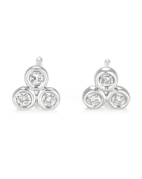 Boucles d'oreilles Trio Diamant 0.02 ct or blanc
