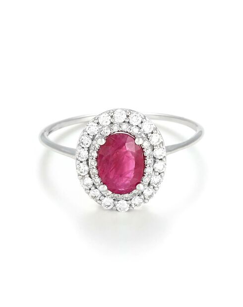 Bague Aqaba Diamants 0.27 ct & Rubis 1.06 ct or blanc