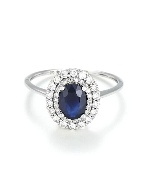 Bague Glénan Diamants 0.27 ct & Saphir 1.06 ct or blanc