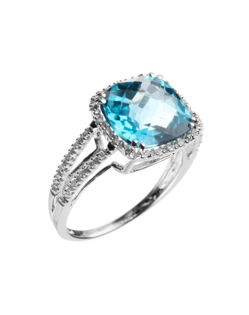 Bague Divine Topaze Diamants 0.1 ct Topaze 5.3 cts or blanc