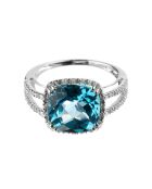 Bague Divine Topaze Diamants 0.1 ct Topaze 5.3 cts or blanc