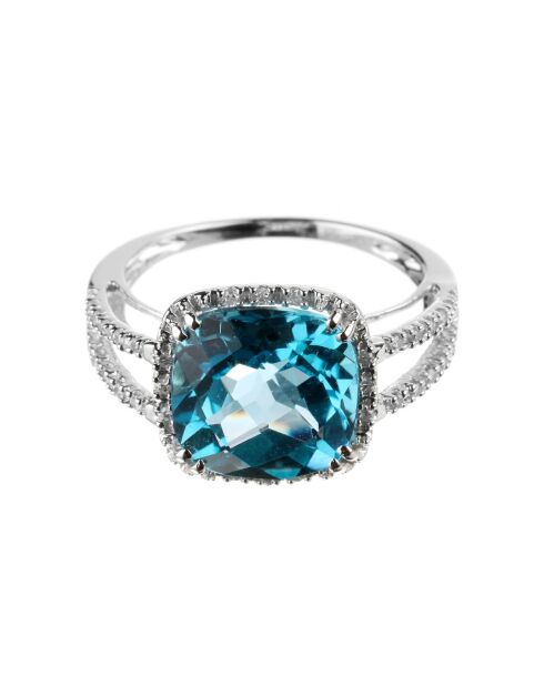 Bague Divine Topaze Diamants 0.1 ct Topaze 5.3 cts or blanc
