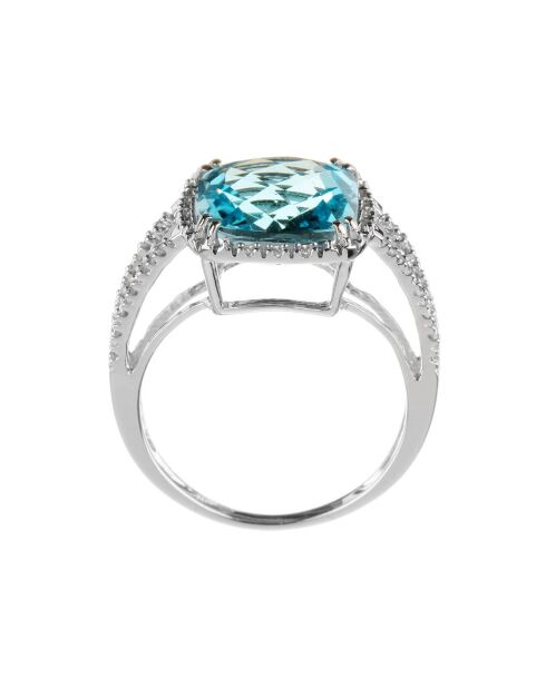 Bague Divine Topaze Diamants 0.1 ct Topaze 5.3 cts or blanc