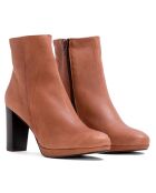 Bottines en Cuir Joana camel - Talon 8 cm