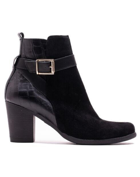 Botas Clem de piel aterciopelada negra - Tacón de 7,5 cm