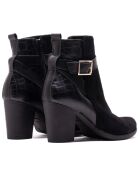 Stivali Clem in pelle di velluto nero - tacco 7,5 cm