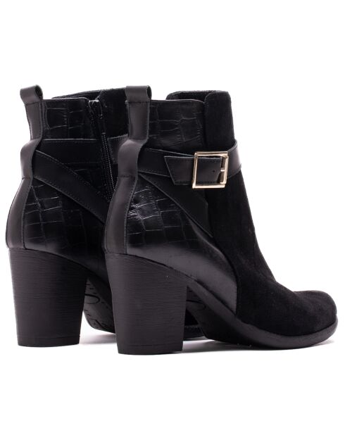 Stivali Clem in pelle di velluto nero - tacco 7,5 cm