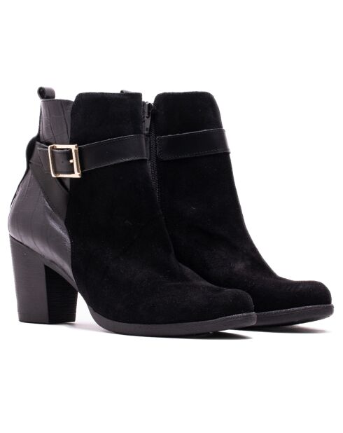 Botas Clem de piel aterciopelada negra - Tacón de 7,5 cm