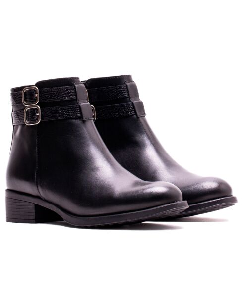 Schwarze Alma Lederstiefeletten