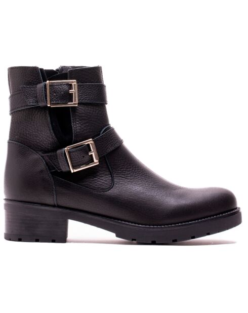 Schwarze Lederstiefeletten Donna