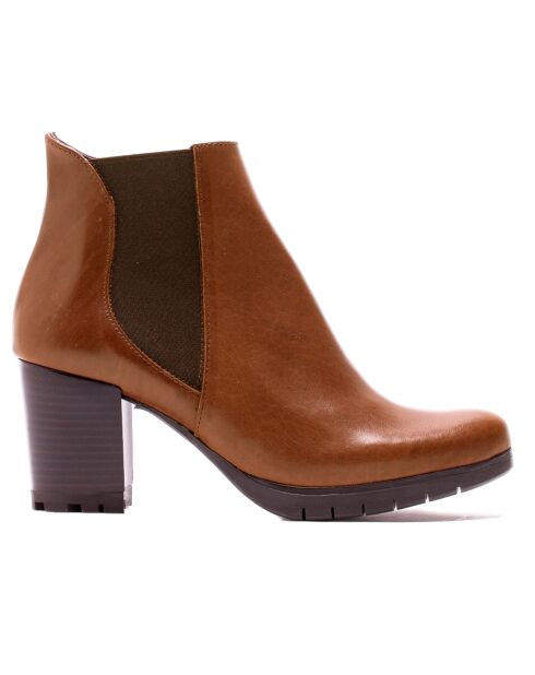 Dom camel leren Chelsea-laarzen met hak van 7,5 cm