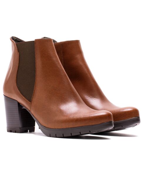 Dom camel leren Chelsea-laarzen met hak van 7,5 cm