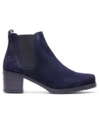 Agy marineblauwe fluwelen leren chelsea boots met hak van 5,5 cm